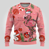 Flamingo Christmas Ugly Christmas Sweater 2024 Seamless Xmas Vibes - Wonder Print Shop