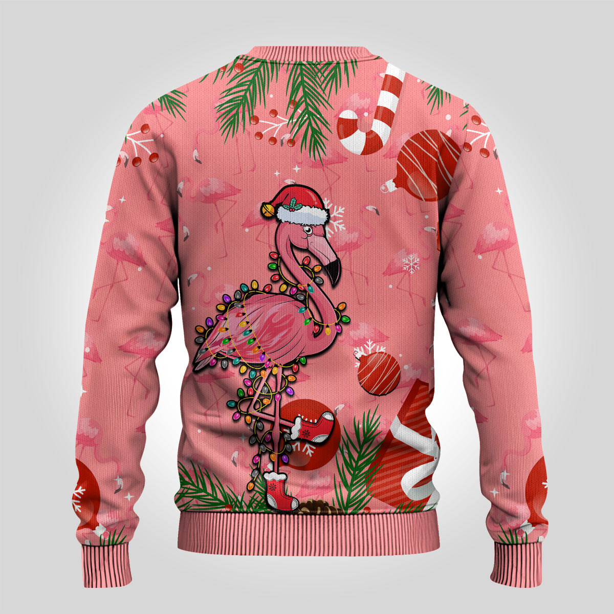 Flamingo Christmas Ugly Christmas Sweater 2024 Seamless Xmas Vibes - Wonder Print Shop