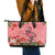 Flamingo Christmas Leather Tote Bag 2023 Seamless Xmas Vibes - Wonder Print Shop