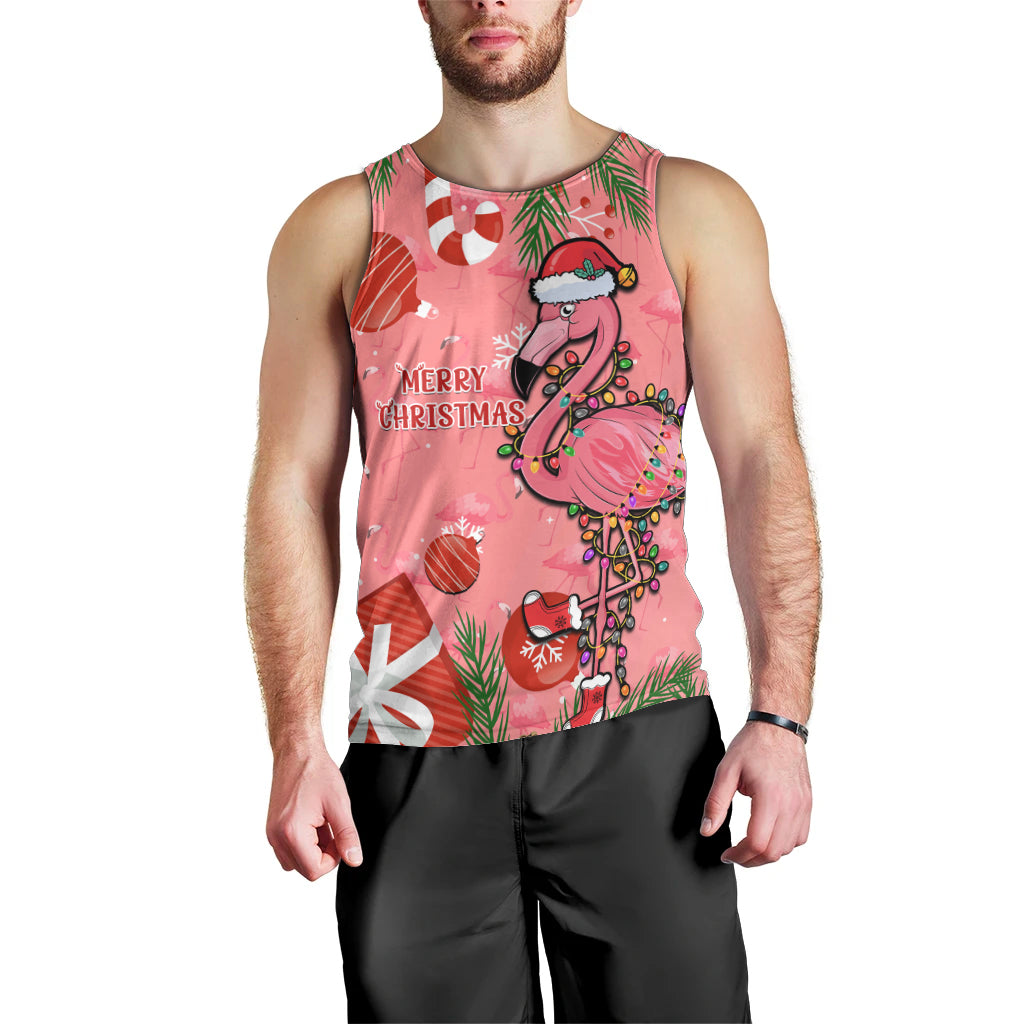 Flamingo Christmas Men Tank Top 2023 Seamless Xmas Vibes - Wonder Print Shop