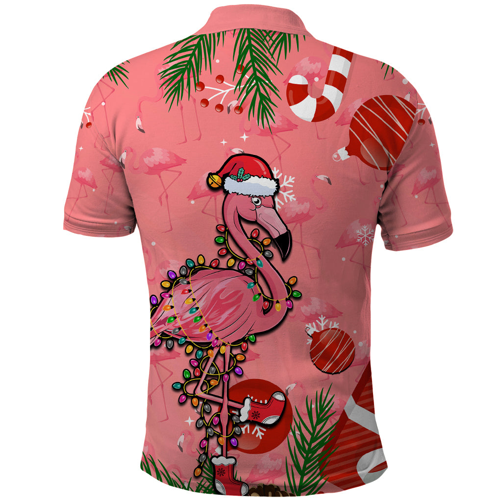 Flamingo Christmas Polo Shirt 2023 Seamless Xmas Vibes - Wonder Print Shop