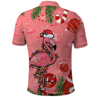 Flamingo Christmas Polo Shirt 2023 Seamless Xmas Vibes - Wonder Print Shop