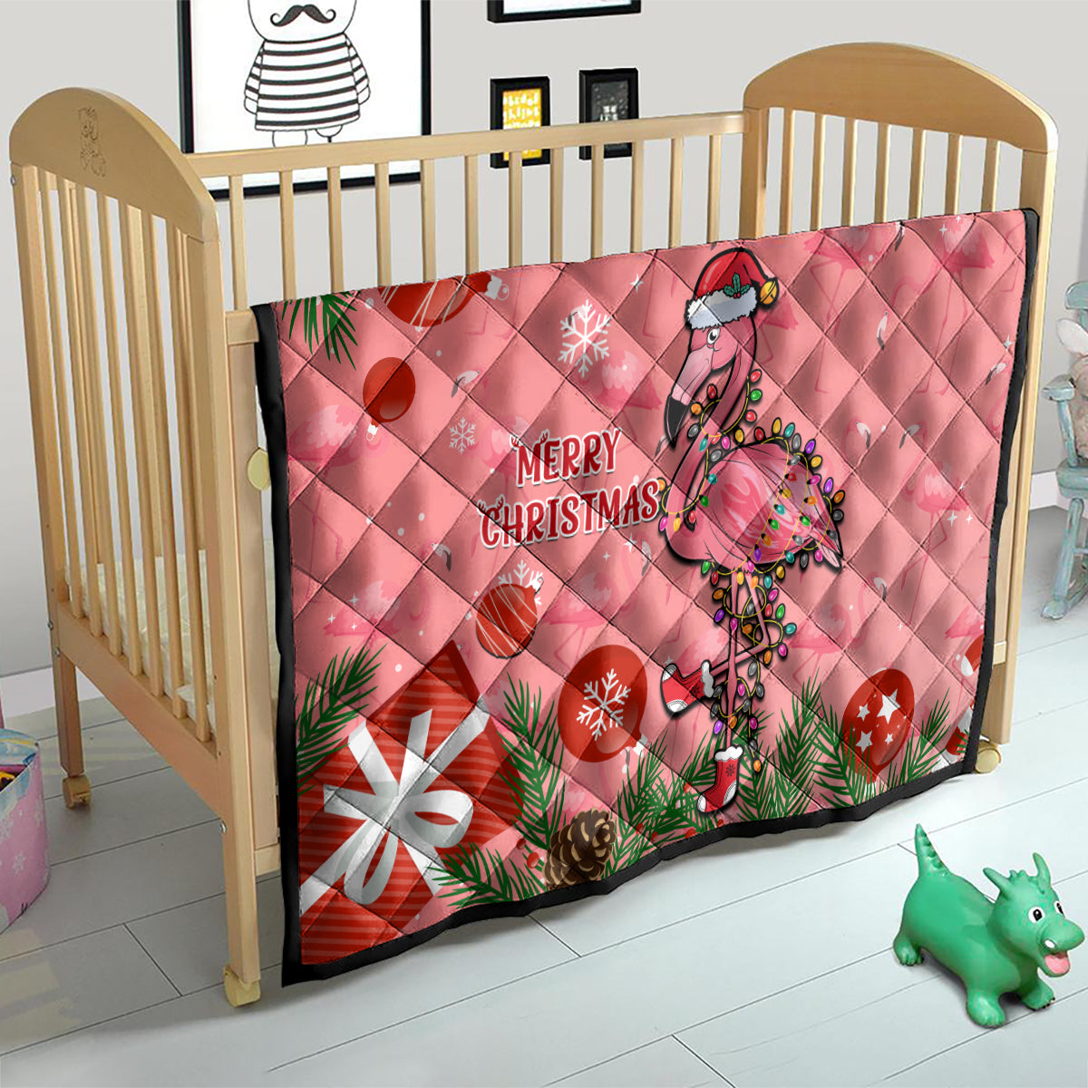 Flamingo Christmas Quilt 2023 Seamless Xmas Vibes - Wonder Print Shop