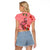 Flamingo Christmas Raglan Cropped T Shirt 2023 Seamless Xmas Vibes - Wonder Print Shop