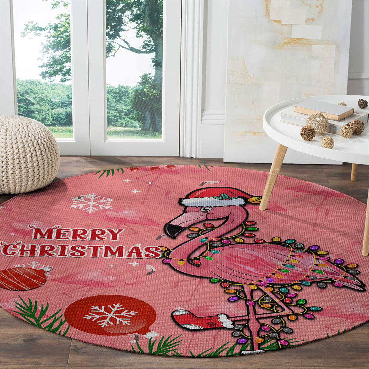 flamingo-christmas-round-carpet-2023-seamless-xmas-vibes