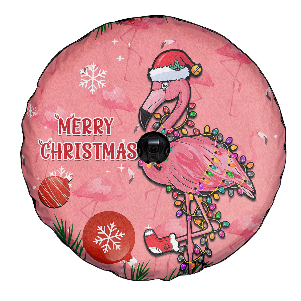 Flamingo Christmas Spare Tire Cover 2023 Seamless Xmas Vibes - Wonder Print Shop