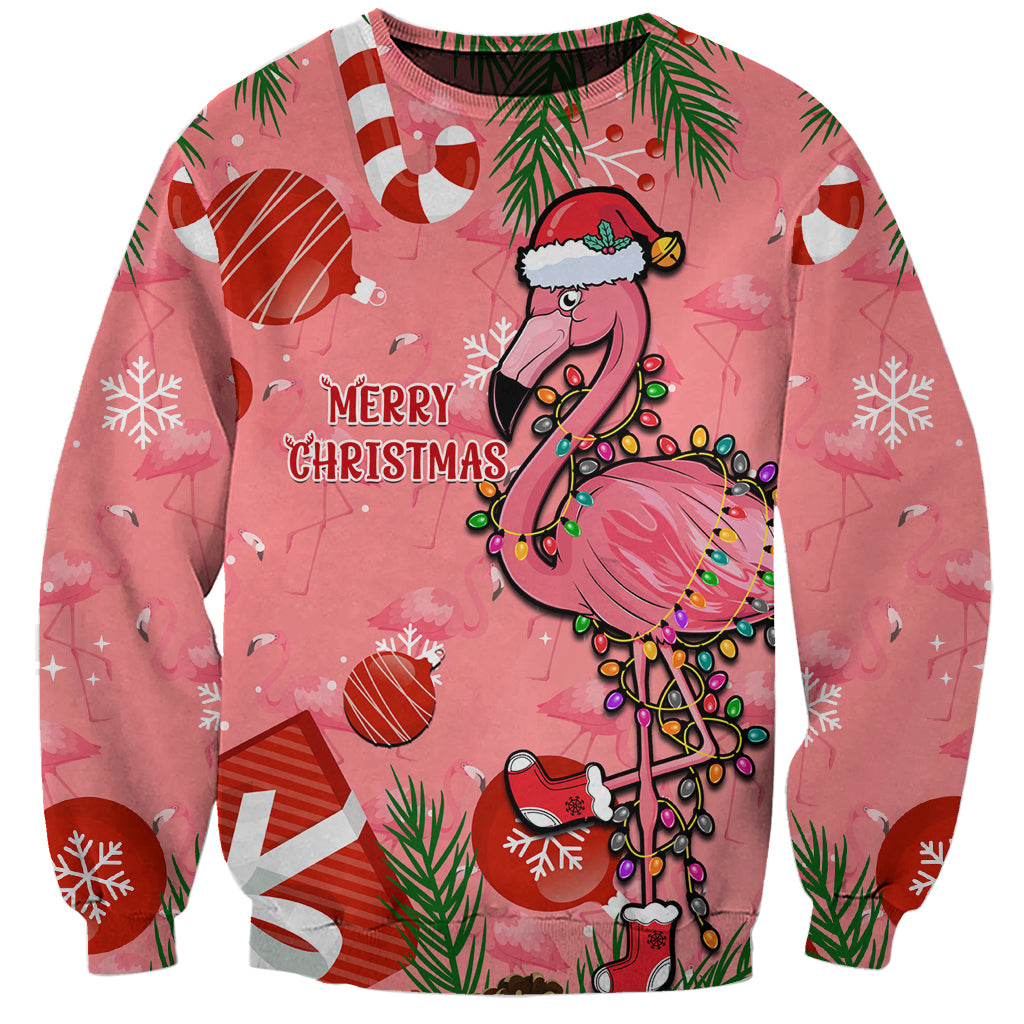 Flamingo Christmas Sweatshirt 2023 Seamless Xmas Vibes - Wonder Print Shop