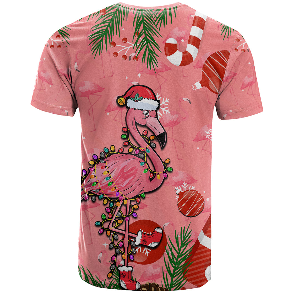 Flamingo Christmas T Shirt 2023 Seamless Xmas Vibes - Wonder Print Shop