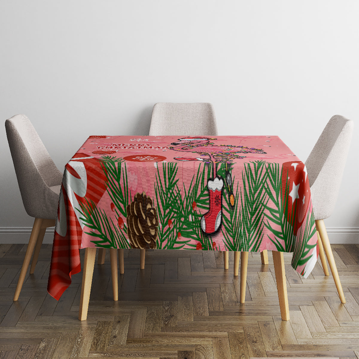 Flamingo Christmas Tablecloth 2023 Seamless Xmas Vibes - Wonder Print Shop