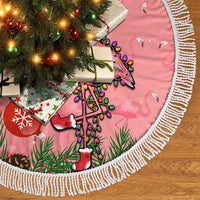 Flamingo Christmas Tree Skirt 2023 Seamless Xmas Vibes - Wonder Print Shop