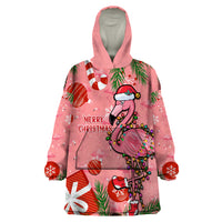 Flamingo Christmas Wearable Blanket Hoodie 2023 Seamless Xmas Vibes - Wonder Print Shop