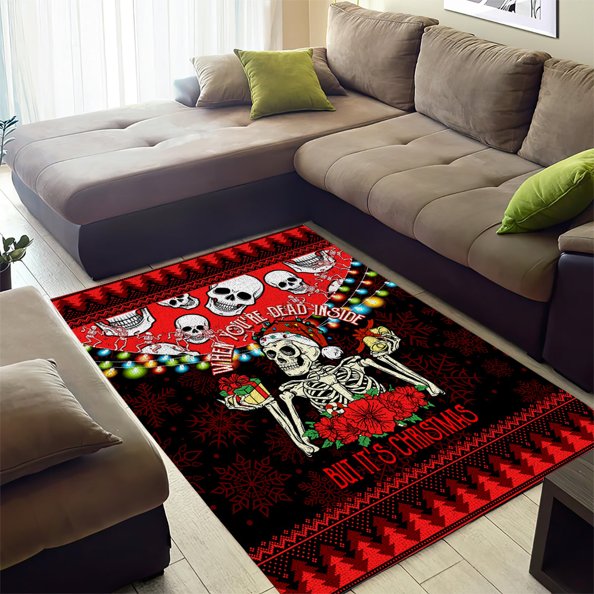 Skull Christmas Area Rug When You Are Dead Inside But It Is Christmas - Wonder Print Shop