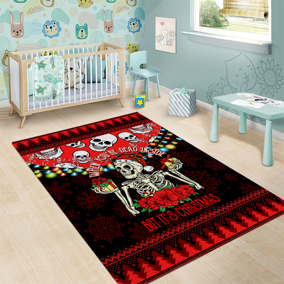 Skull Christmas Area Rug When You Are Dead Inside But It Is Christmas - Wonder Print Shop
