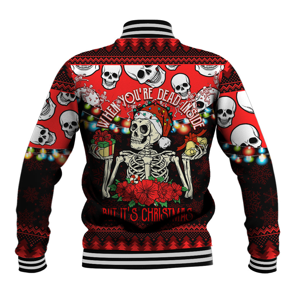 Skull Christmas Baseball Jacket When You Are Dead Inside But It Is Christmas - Wonder Print Shop