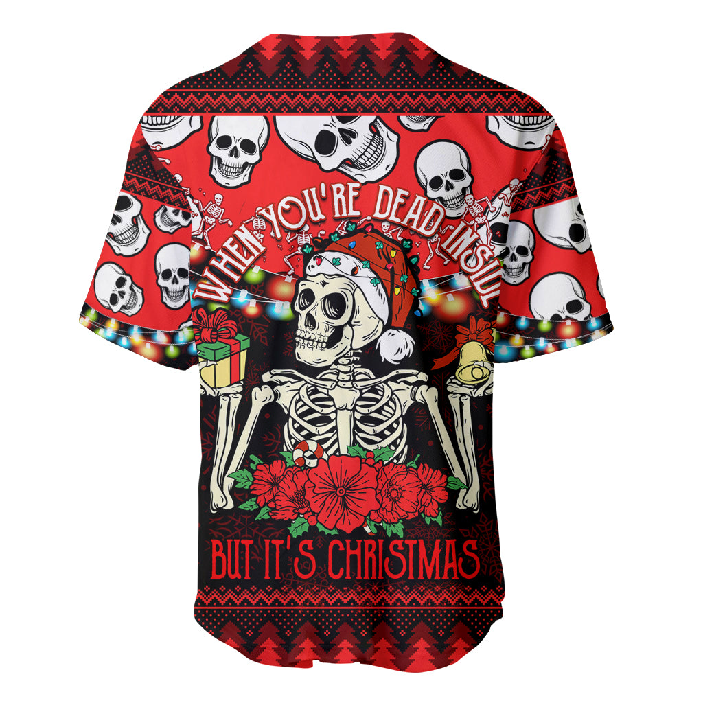 Skull Christmas Baseball Jersey When You Are Dead Inside But It Is Christmas - Wonder Print Shop