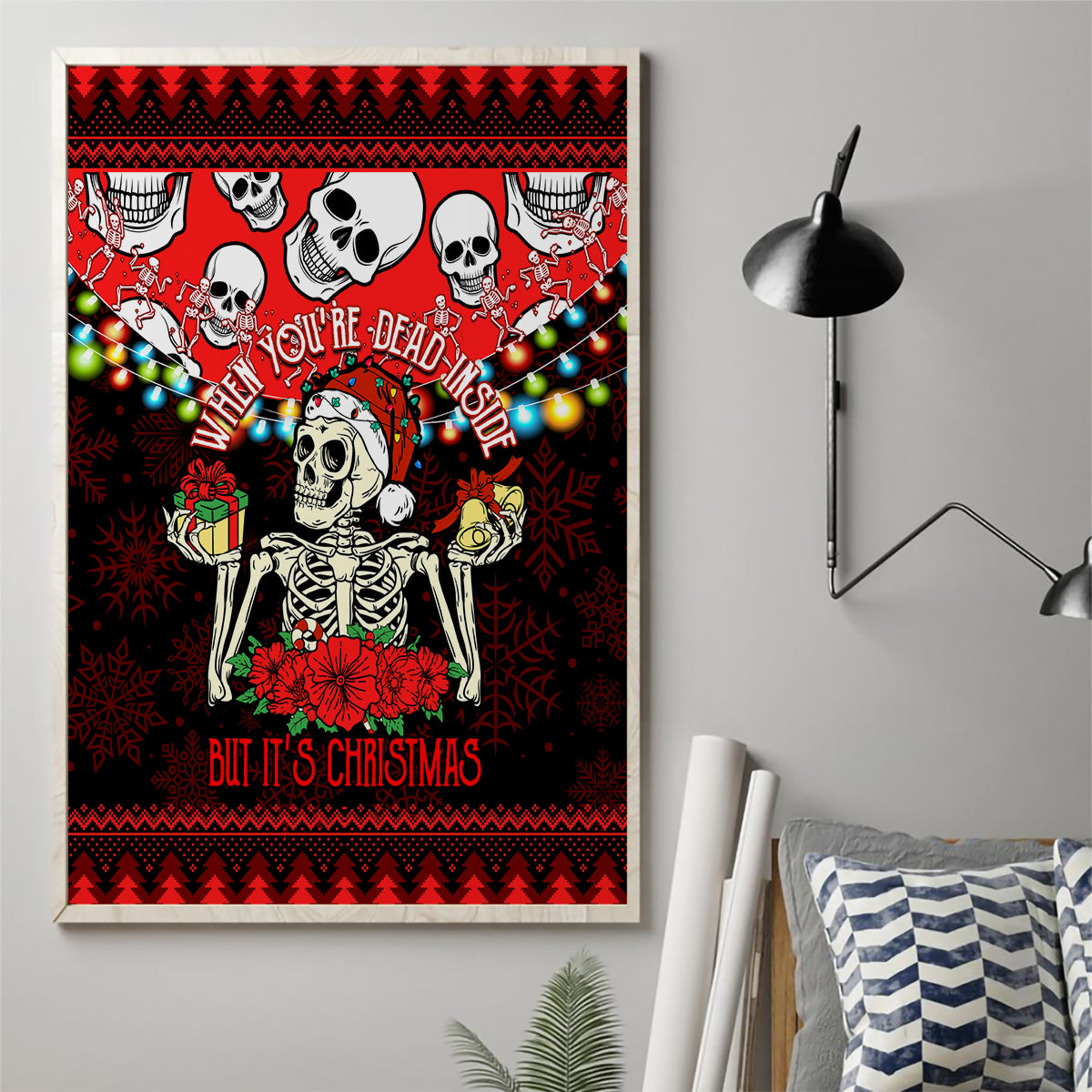 Skull Christmas Canvas Wall Art When You Are Dead Inside But It Is Christmas - Wonder Print Shop