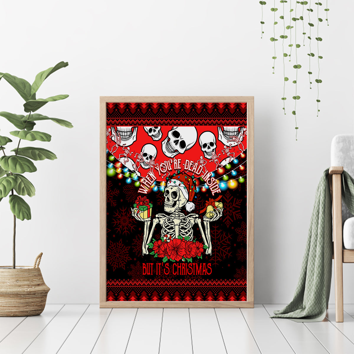 Skull Christmas Canvas Wall Art When You Are Dead Inside But It Is Christmas - Wonder Print Shop