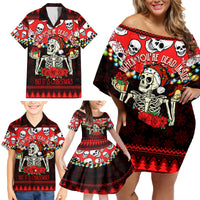 Skull Christmas Family Matching Off Shoulder Short Dress and Hawaiian Shirt When You Are Dead Inside But It Is Christmas - Wonder Print Shop