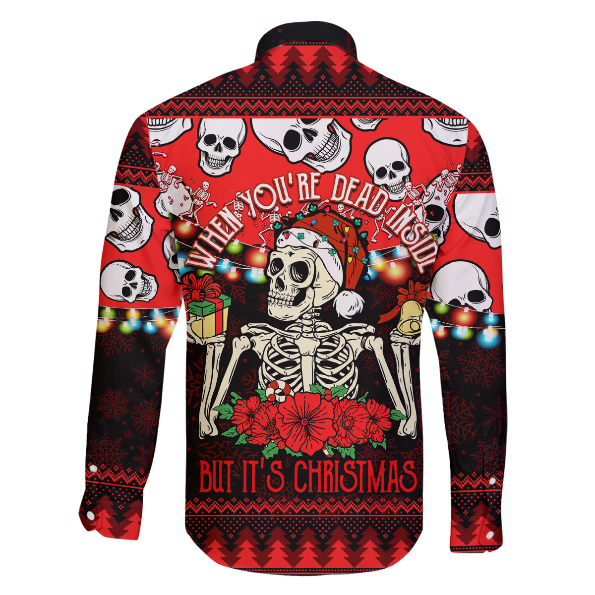 Skull Christmas Family Matching Summer Maxi Dress and Hawaiian Shirt When You Are Dead Inside But It Is Christmas - Wonder Print Shop