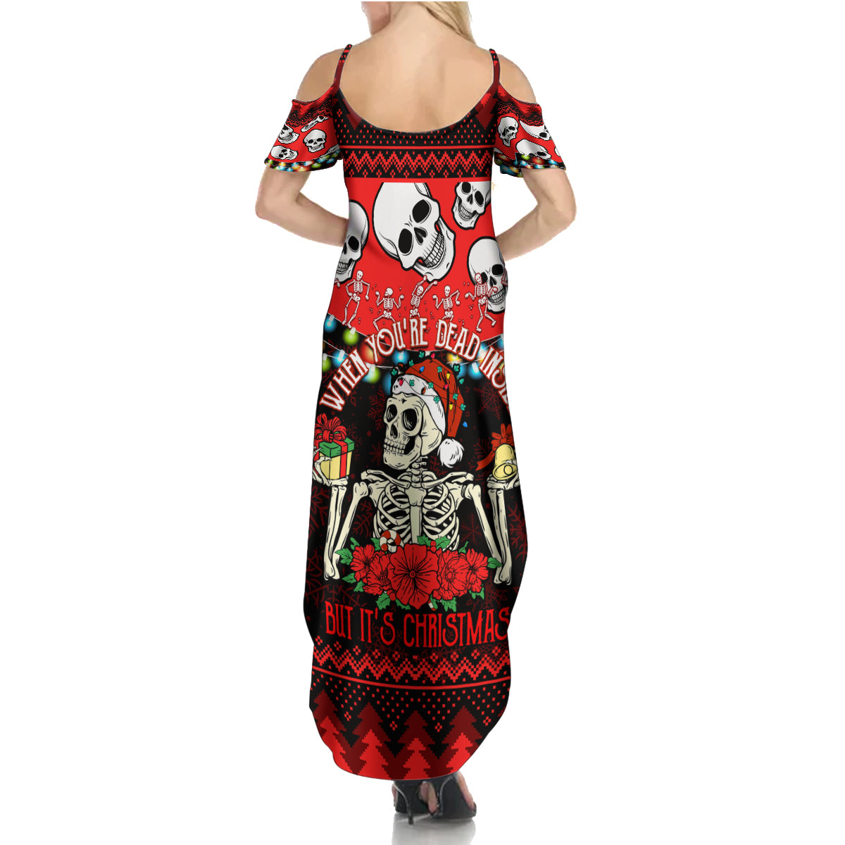 Skull Christmas Family Matching Summer Maxi Dress and Hawaiian Shirt When You Are Dead Inside But It Is Christmas - Wonder Print Shop