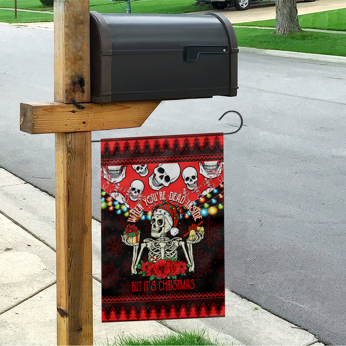 Skull Christmas Garden Flag When You Are Dead Inside But It Is Christmas - Wonder Print Shop