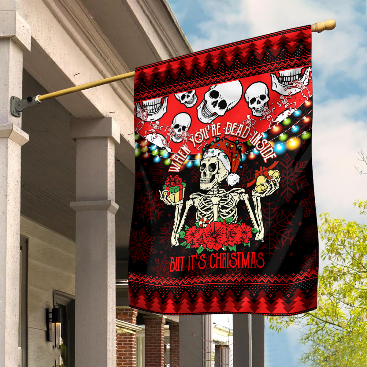 Skull Christmas Garden Flag When You Are Dead Inside But It Is Christmas - Wonder Print Shop