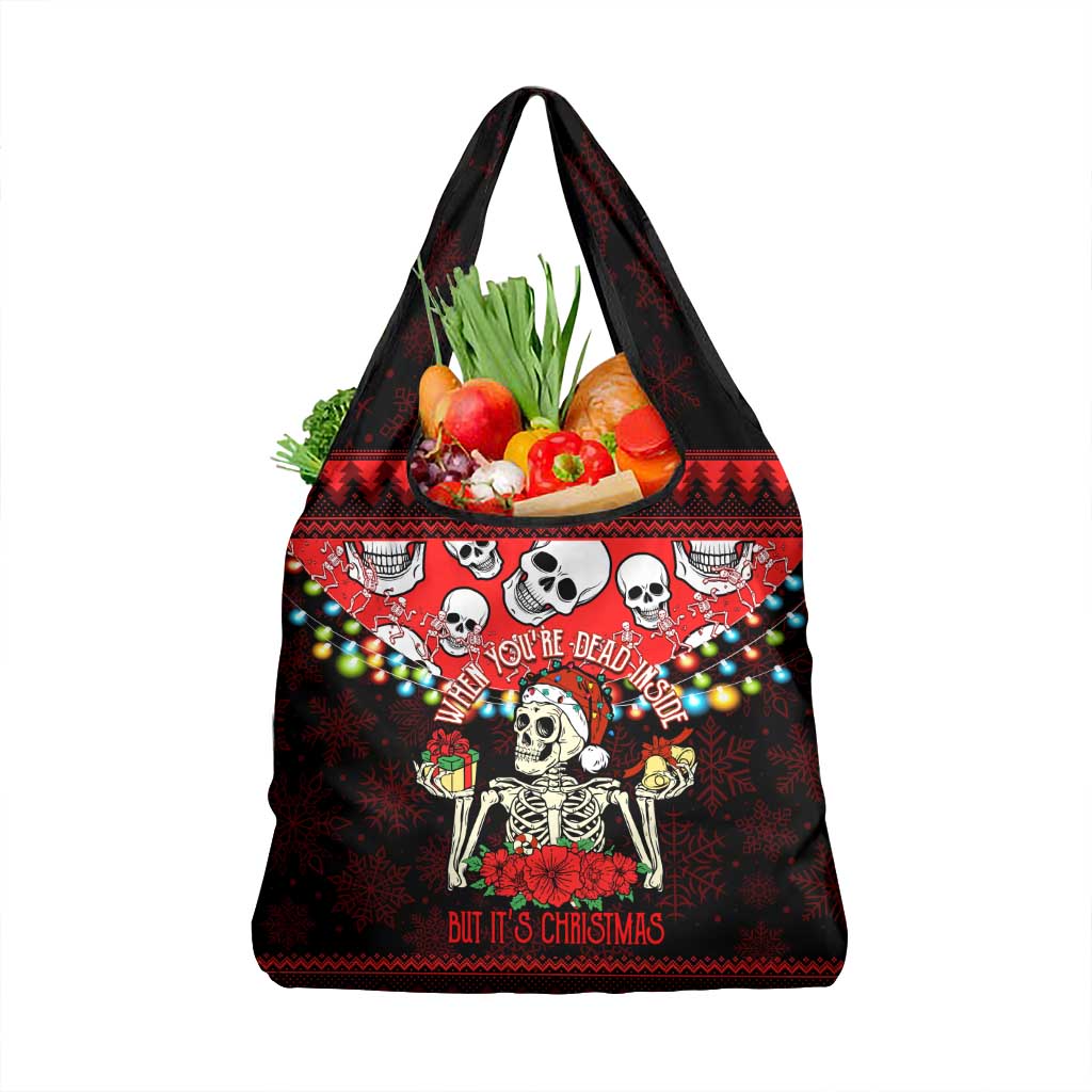 Skull Christmas Grocery Bag When You Are Dead Inside But It Is Christmas