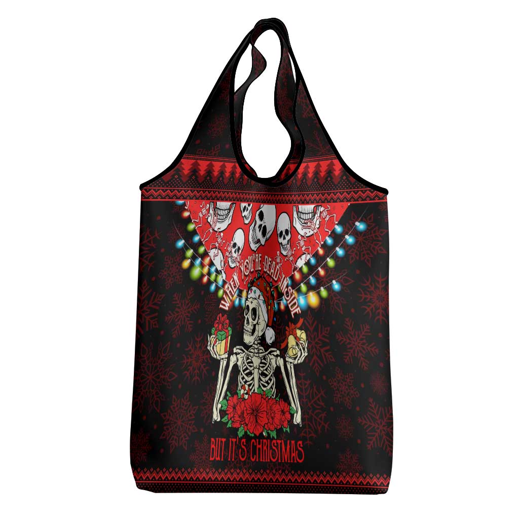 Skull Christmas Grocery Bag When You Are Dead Inside But It Is Christmas