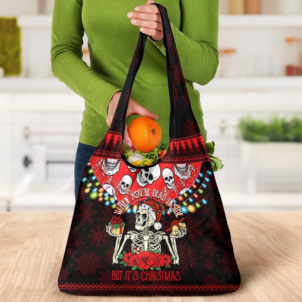 Skull Christmas Grocery Bag When You Are Dead Inside But It Is Christmas