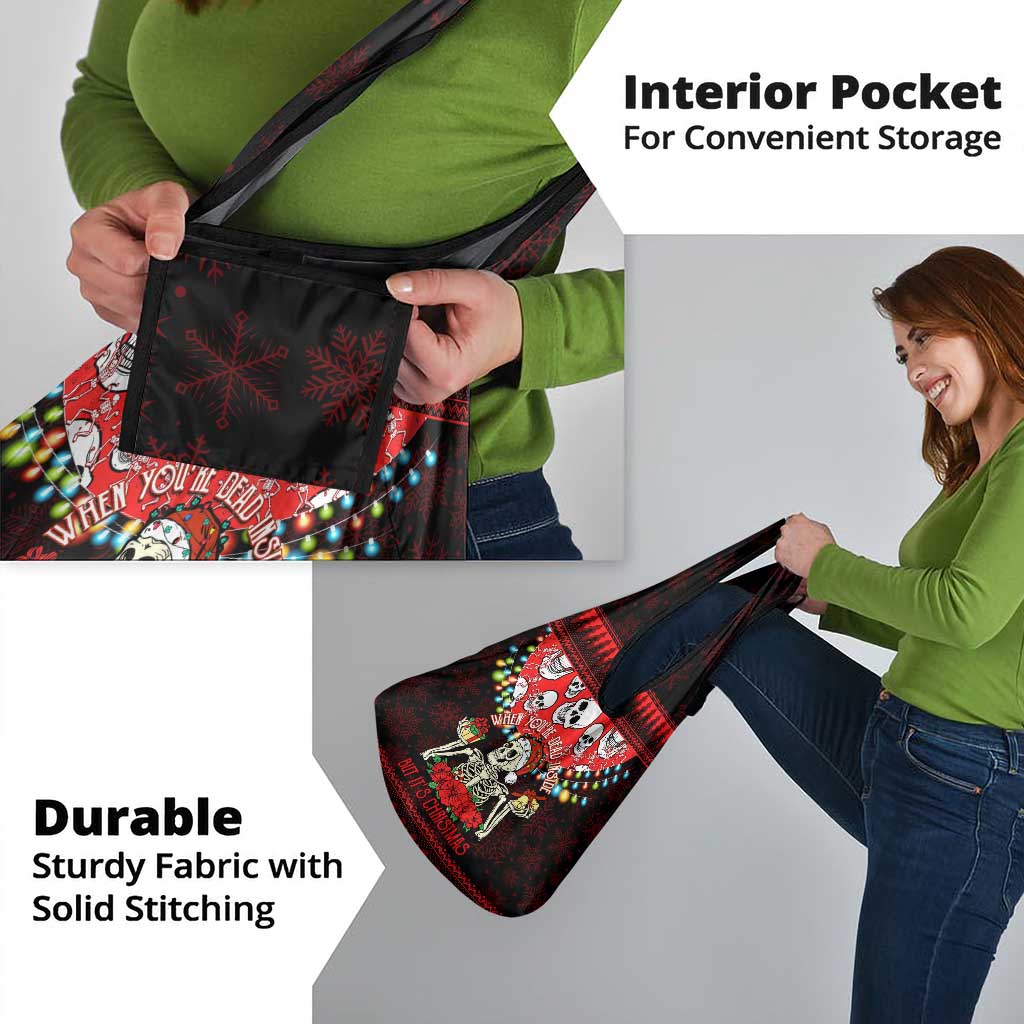 Skull Christmas Grocery Bag When You Are Dead Inside But It Is Christmas