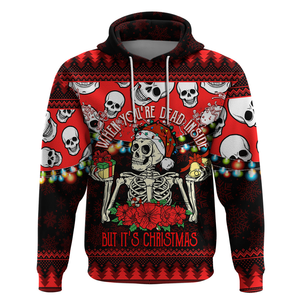 Skull Christmas Hoodie When You Are Dead Inside But It Is Christmas - Wonder Print Shop