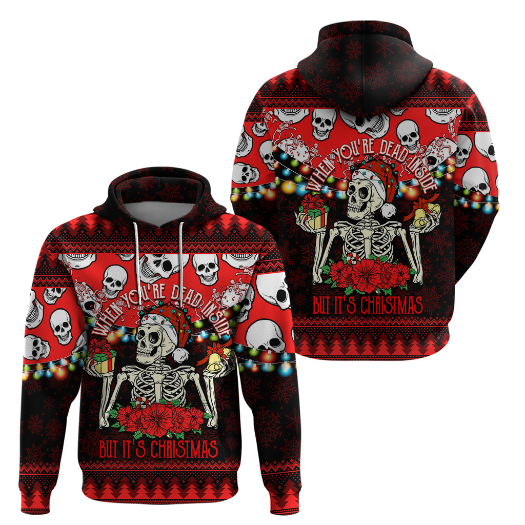 Skull Christmas Hoodie When You Are Dead Inside But It Is Christmas - Wonder Print Shop