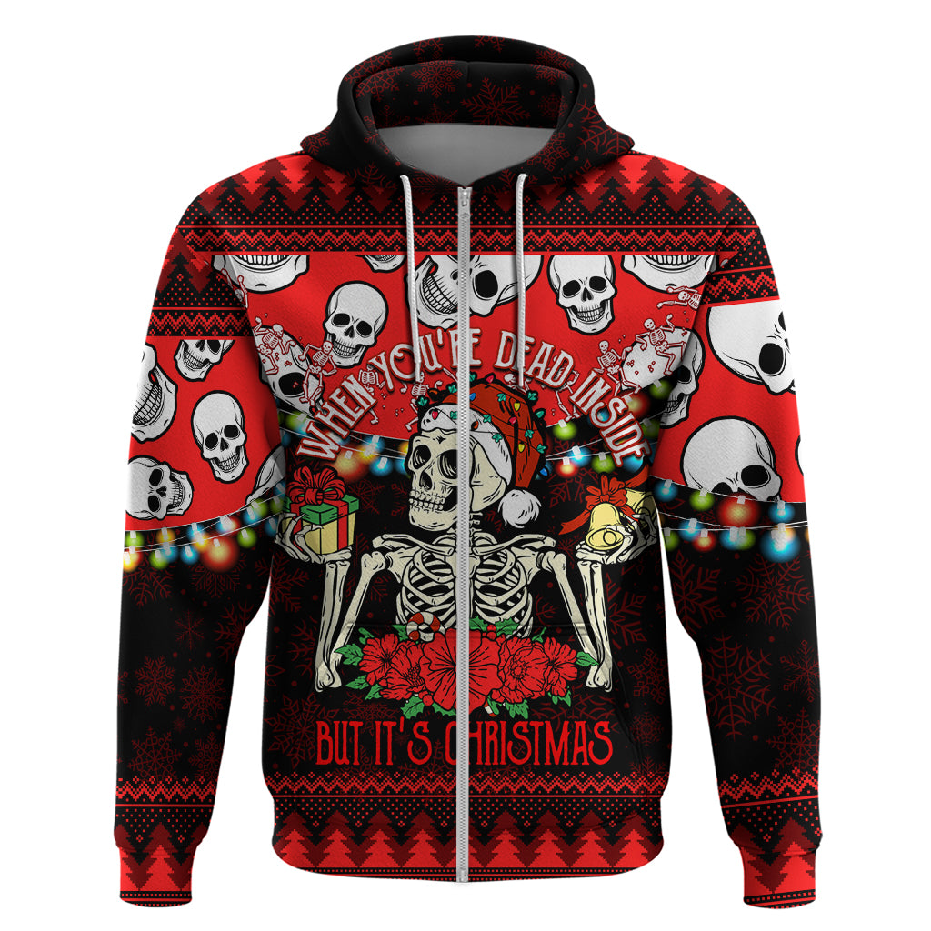 Skull Christmas Hoodie When You Are Dead Inside But It Is Christmas - Wonder Print Shop