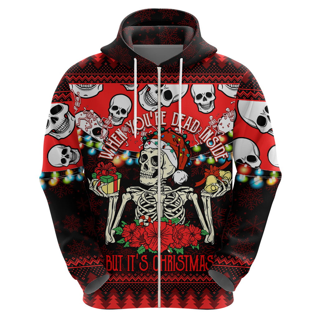 Skull Christmas Hoodie When You Are Dead Inside But It Is Christmas - Wonder Print Shop
