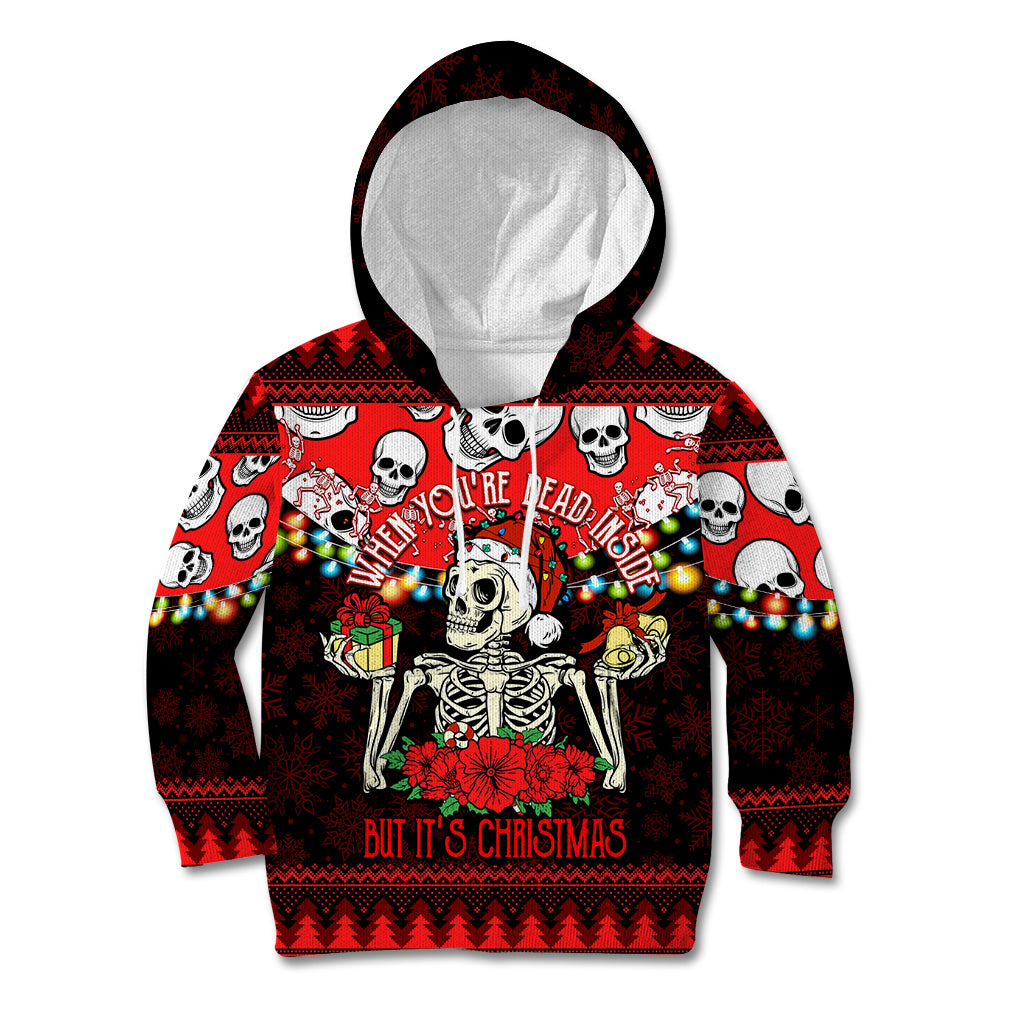Skull Christmas Kid Hoodie When You Are Dead Inside But It Is Christmas - Wonder Print Shop