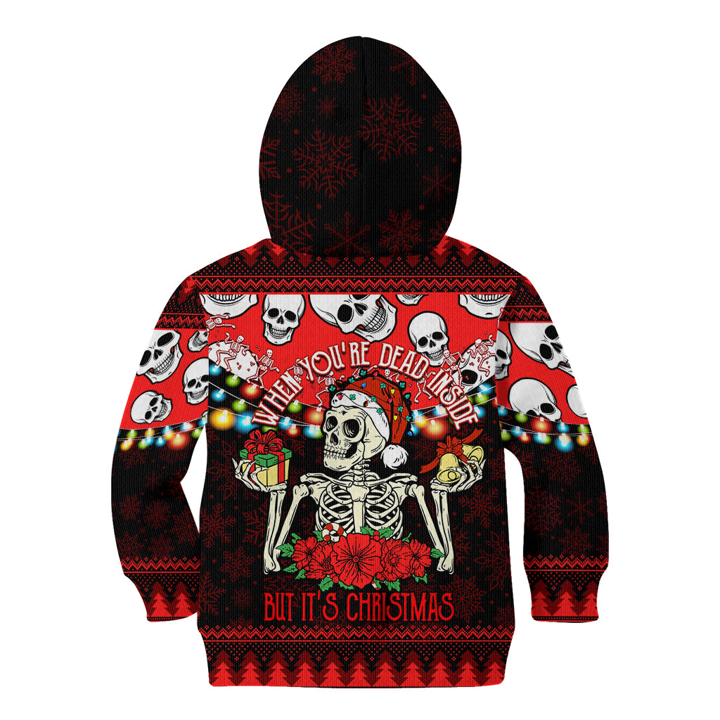 Skull Christmas Kid Hoodie When You Are Dead Inside But It Is Christmas - Wonder Print Shop