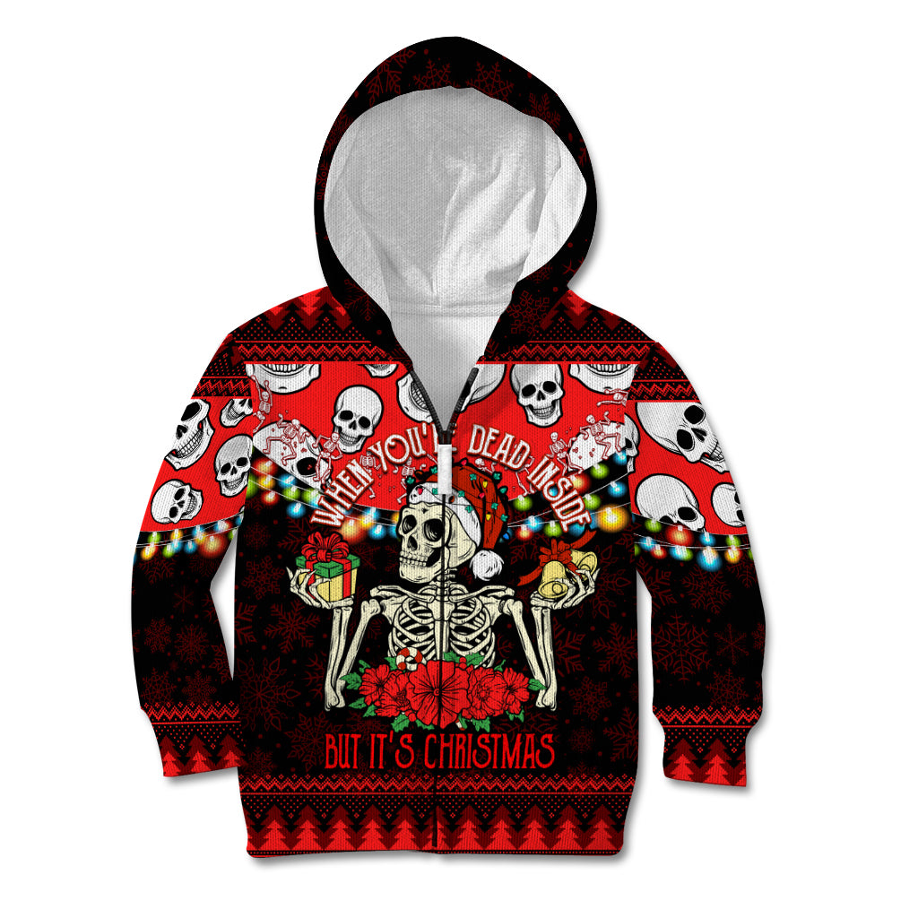 Skull Christmas Kid Hoodie When You Are Dead Inside But It Is Christmas - Wonder Print Shop