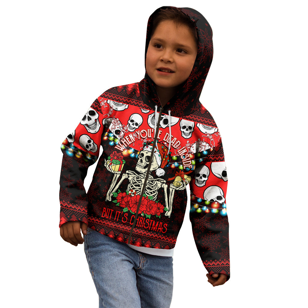 Skull Christmas Kid Hoodie When You Are Dead Inside But It Is Christmas - Wonder Print Shop