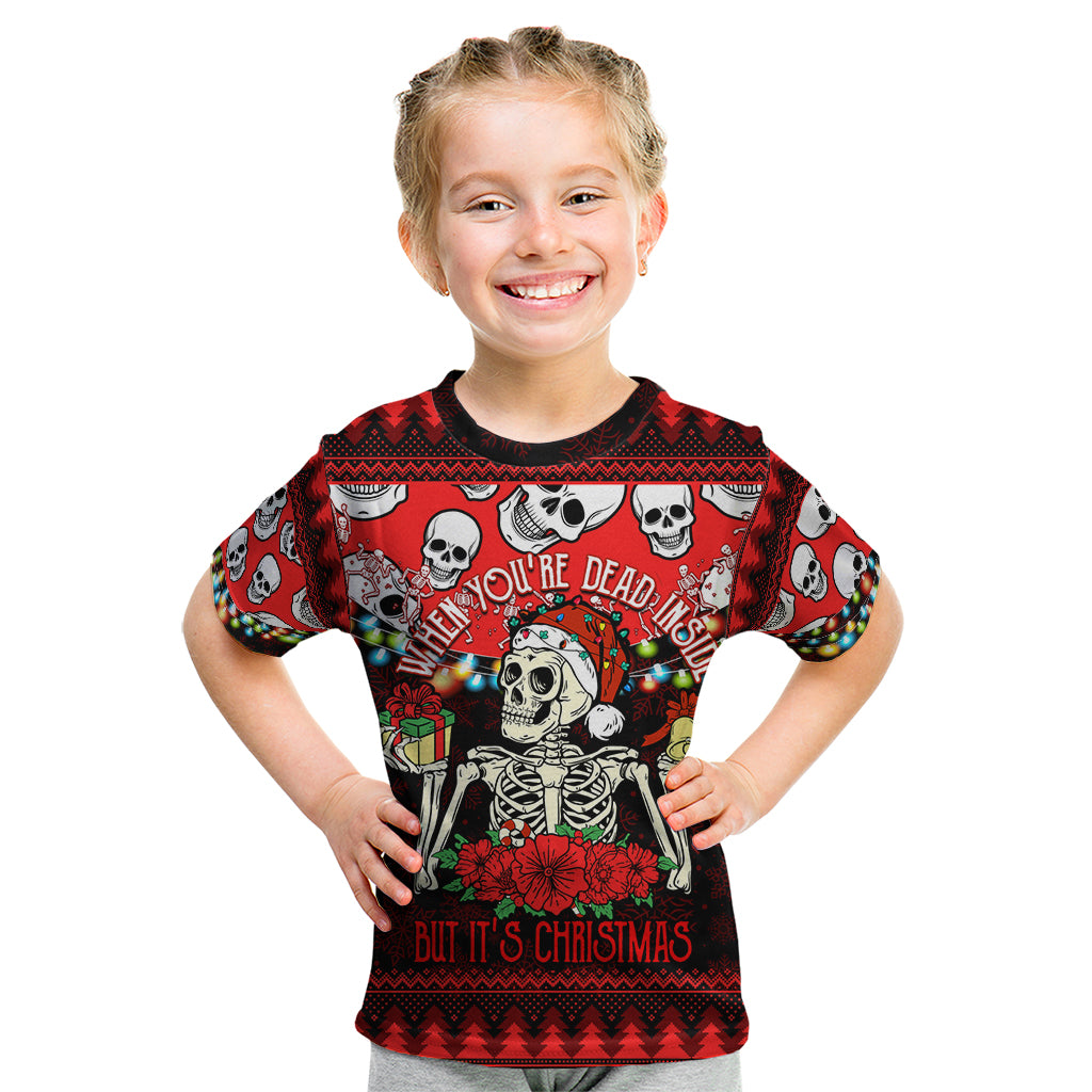 Skull Christmas Kid T Shirt When You Are Dead Inside But It Is Christmas - Wonder Print Shop