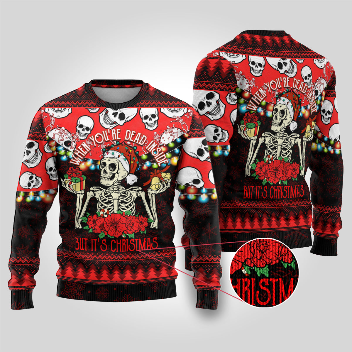 Skull Christmas Ugly Christmas Sweater When You Are Dead Inside But It Is Christmas - Wonder Print Shop