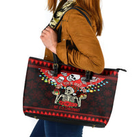 Skull Christmas Leather Tote Bag When You Are Dead Inside But It Is Christmas - Wonder Print Shop