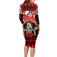 Skull Christmas Long Sleeve Bodycon Dress When You Are Dead Inside But It Is Christmas - Wonder Print Shop