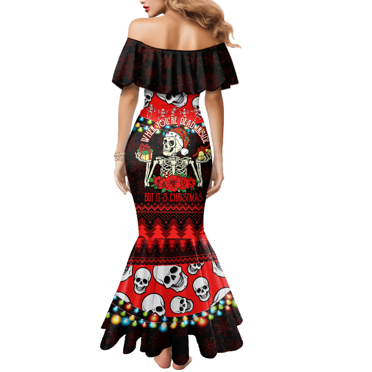 Skull Christmas Mermaid Dress When You Are Dead Inside But It Is Christmas - Wonder Print Shop