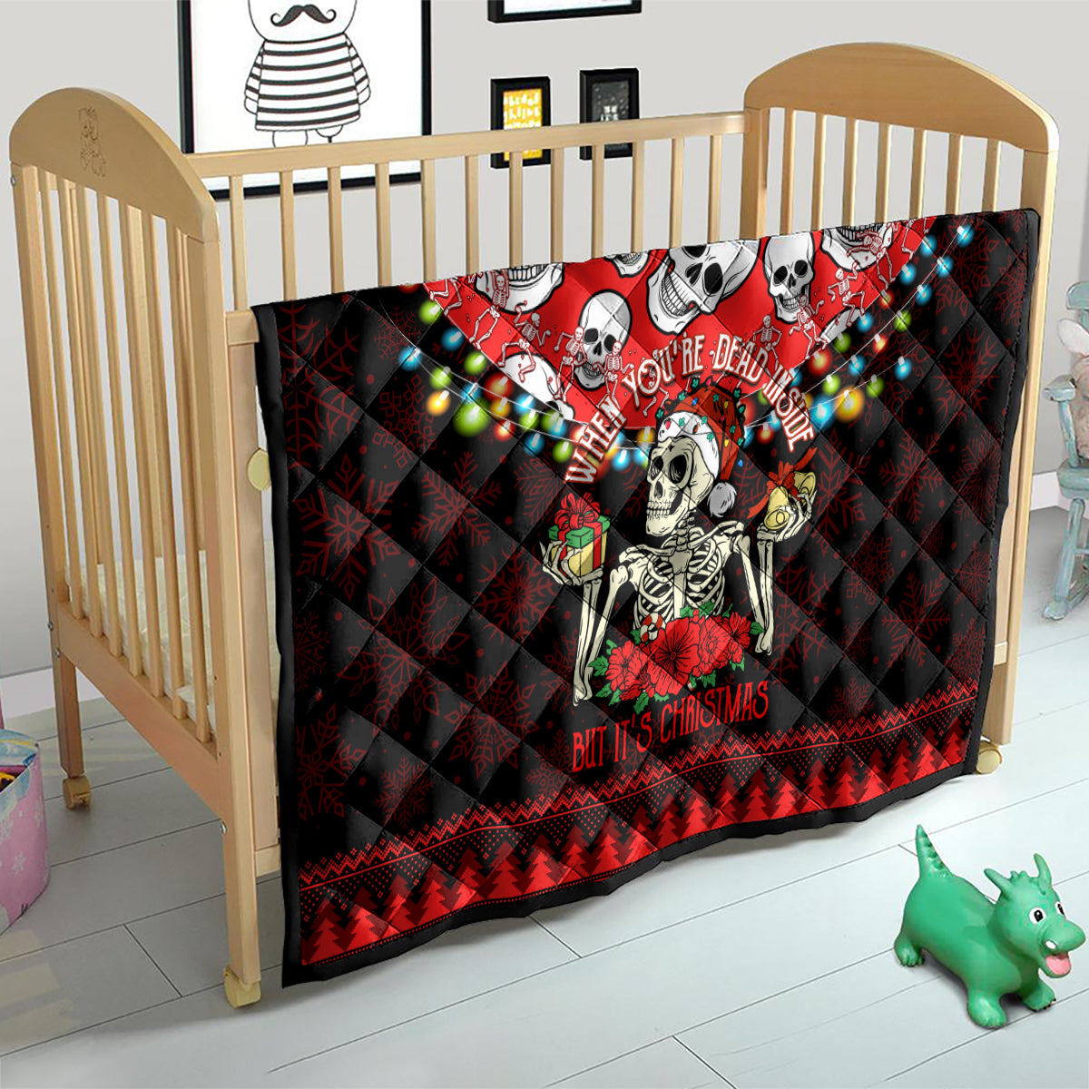 Skull Christmas Quilt When You Are Dead Inside But It Is Christmas - Wonder Print Shop