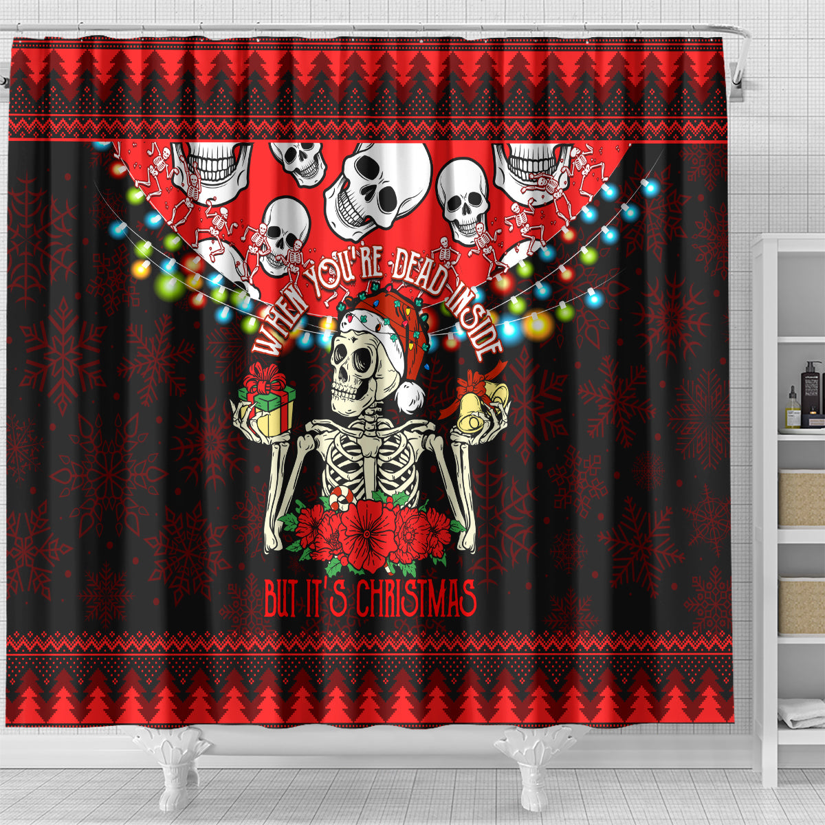 skull-christmas-shower-curtain-when-you-are-dead-inside-but-it-is-christmas