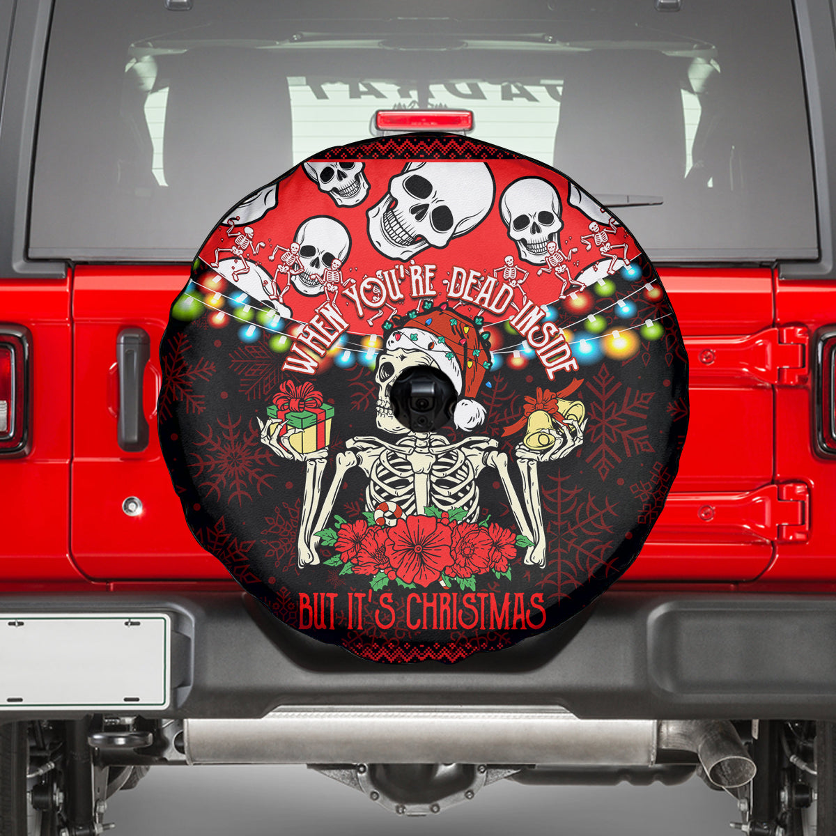 Skull Christmas Spare Tire Cover When You Are Dead Inside But It Is Christmas - Wonder Print Shop