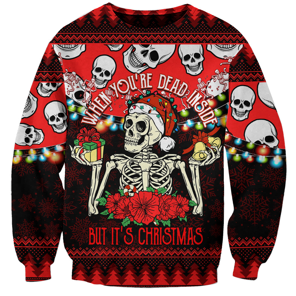 Skull Christmas Sweatshirt When You Are Dead Inside But It Is Christmas - Wonder Print Shop