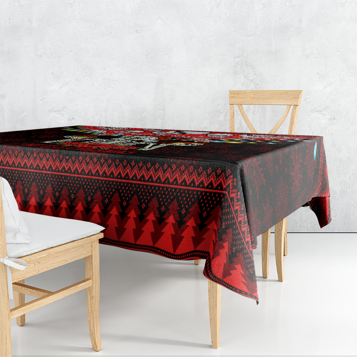 Skull Christmas Tablecloth When You Are Dead Inside But It Is Christmas - Wonder Print Shop