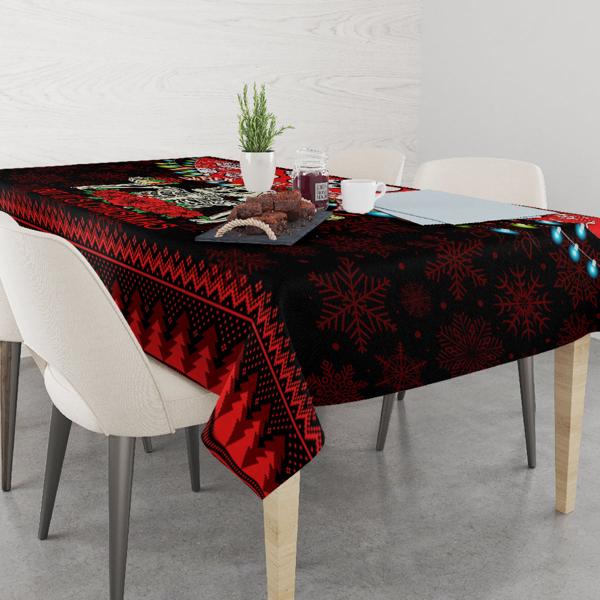 Skull Christmas Tablecloth When You Are Dead Inside But It Is Christmas - Wonder Print Shop