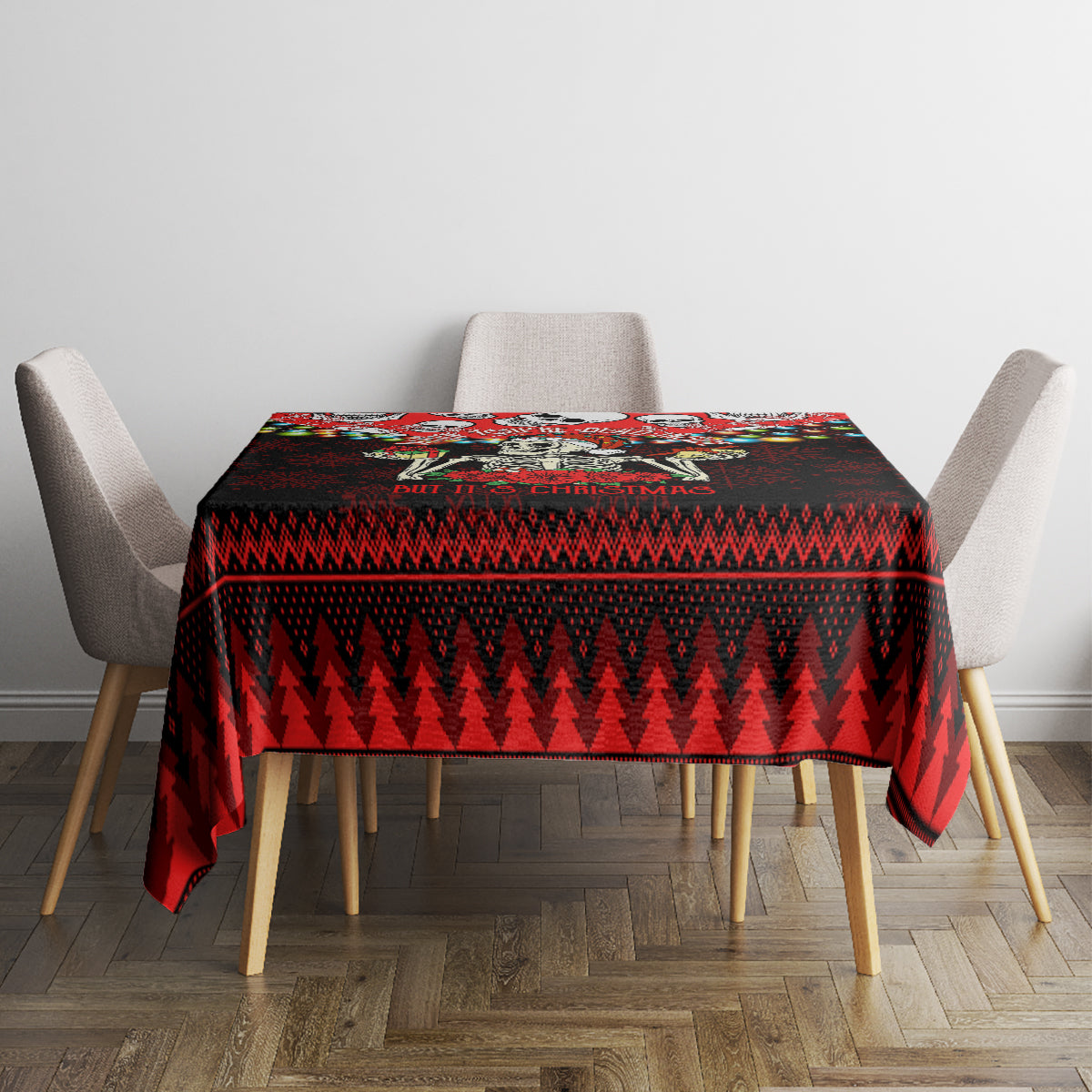 Skull Christmas Tablecloth When You Are Dead Inside But It Is Christmas - Wonder Print Shop